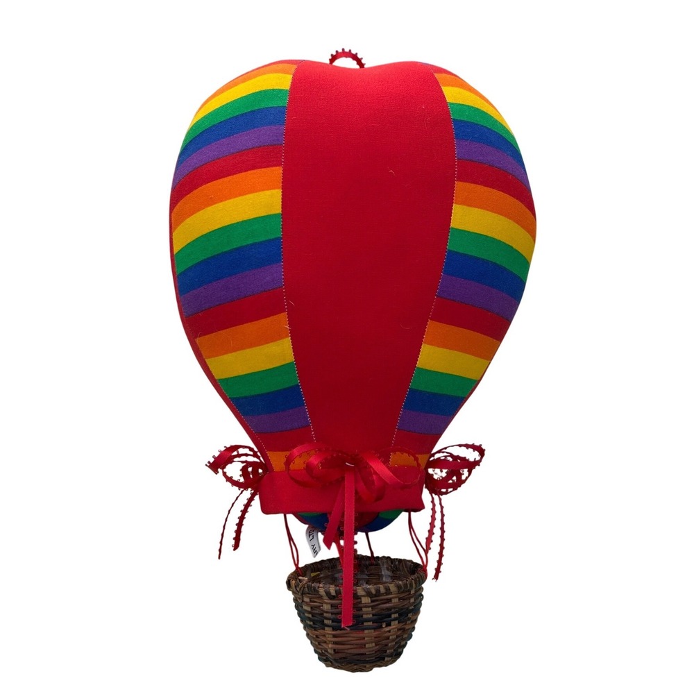 Huckleberry Ltd vtg rare Hot Air Balloon Rainbow Wicker kids/ nursery decor